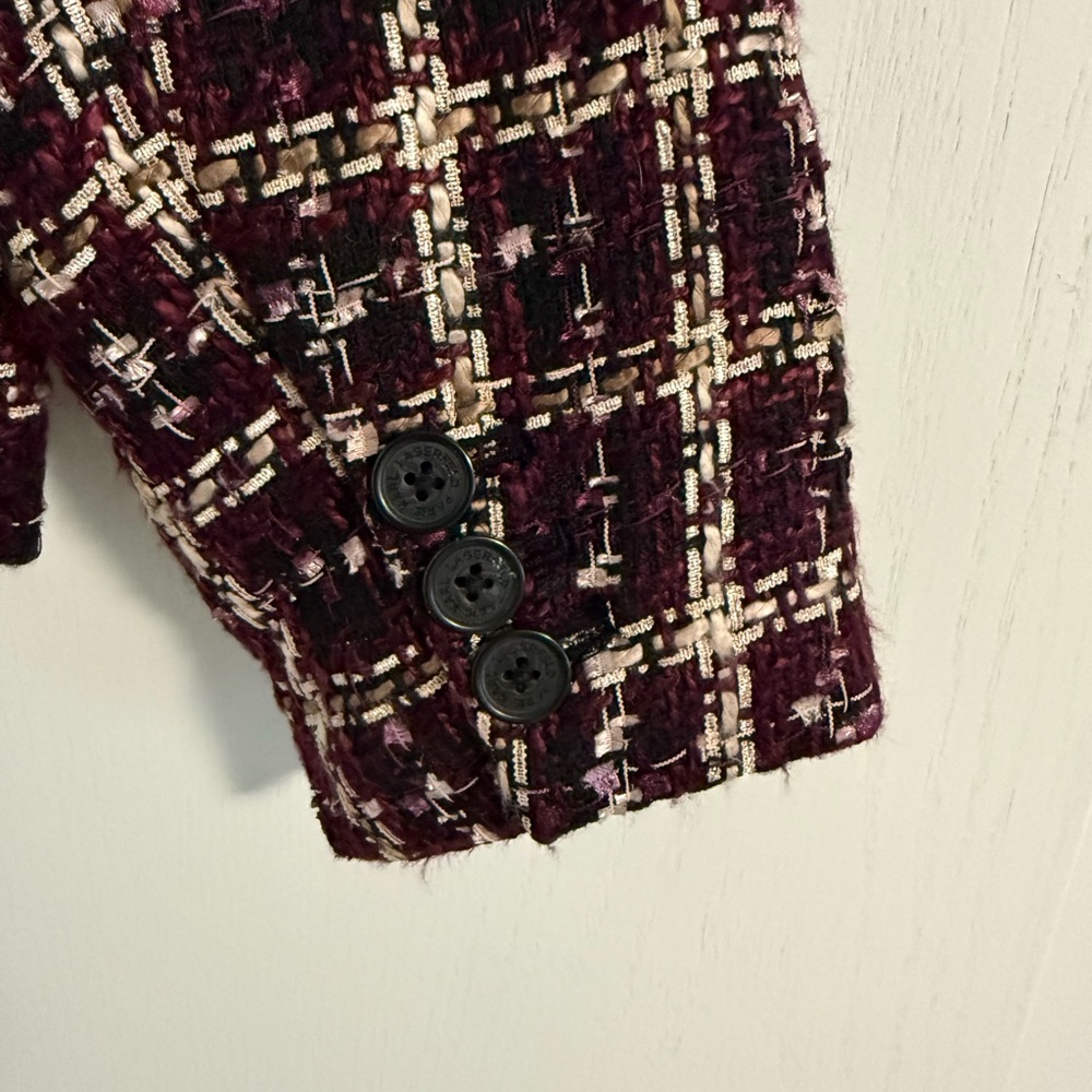 Karl Lagerfeld Ashland Aubergine windowpane plaid Blazer size 12 never worn - Picture 4 of 6